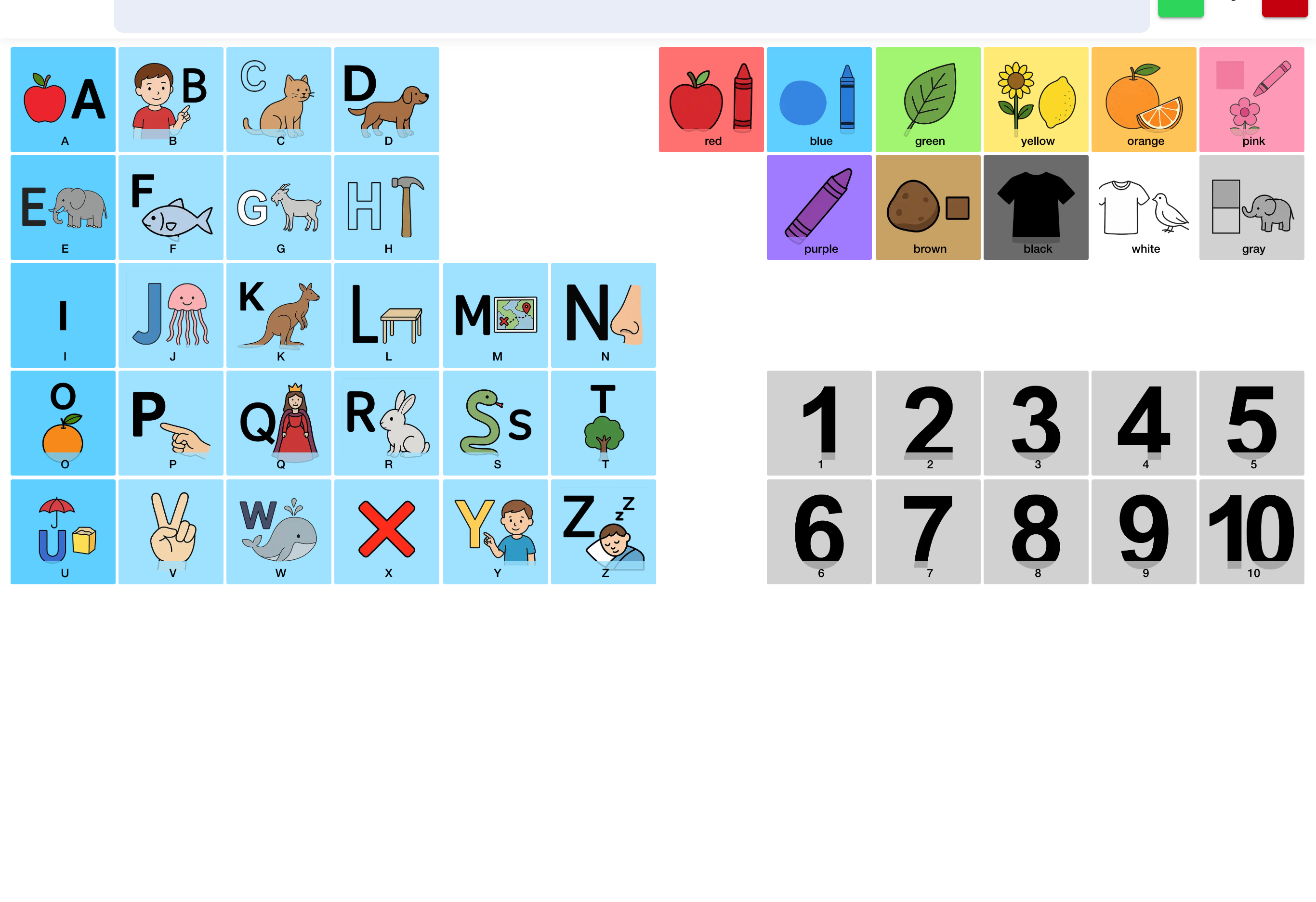 Letters, Numbers and Colors board preview
