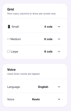 The Grid and Voice cards. Both are optional, and you can change them on the board later.